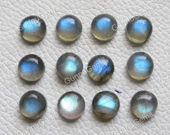 Natural Blue Labradorite Cabochon: Round Gemstone (5-9mm)