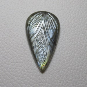 Labradroite Carving Flat Back Gemstone Pear 22 x 38 x 6 mm Natural Labradorite Gemstone Carving Jewelry Making  Handmade Gemstone #2289