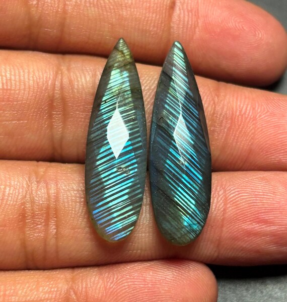 2 Labradorites Du Brésil Dites Bleues - Pierres Naturelles 5 Mm - 5,2 Mm - 0,72 Ct