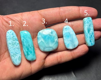 Natural Blue Larimar Cabochon, Handmade Gemstone for Jewelry
