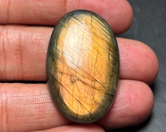 Natural Labradorite Oval Cabochon Handmade Semi Precious Flat Back Gemstone For Jewelry Making Labradorite Stone (24 x 38 x 7 mm)