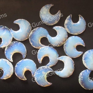 Opalite Crescent Moon Opalite Moon Blue Opalite Moon  Metaphysical glass Healing Stone Carved Opal Moon Small Size 25 to 30 mm