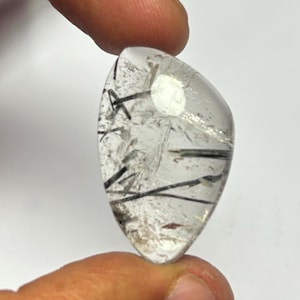 Natural Black Rutile Cabochon Semi Precious Loose Gemstone Flat Back For Jewelry Making Handmade Black Rutile Quartz Stone #11973