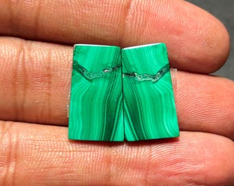 Malachit Cabochon Cabochon Ohrring Steingröße 12x21x4 mm #13125