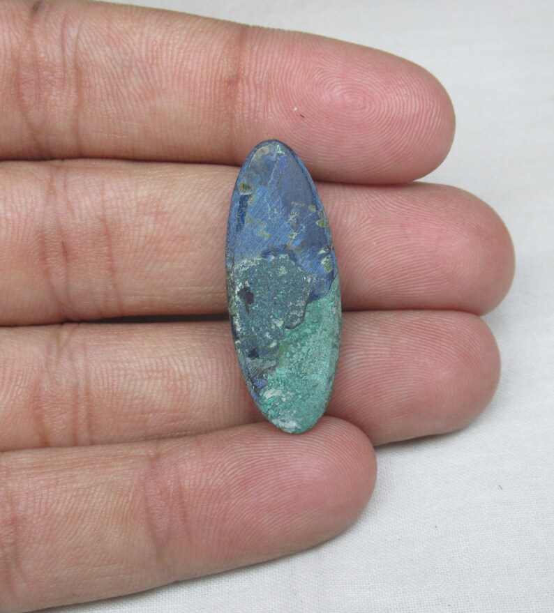Azurite Malachite Gemstone Cabochon Oval Flat Back Gemstone Malachite Cabochon Natural Azurite Gemstone 13 x 33 x 5 mm #2696 Christmas