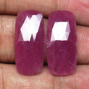Natural Ruby Pair Rose Cut Faceted Gemstone Size 12 x 24 x 3 mm Loose Flat Bottom Gemstone Ruby Pair For Earrings Making # 3994