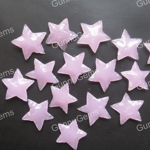 Rose Quartz Star Crescent Star Healing Crystal Star Carved Gemstone For Jewelry Small Size 25 to 30 mm Metaphysical glass