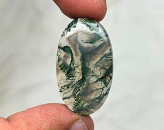 Natural Moss Agate Gemstone Cabochon: Hand Polished Jewelry Stone