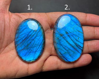 Natural Blue Flashy Labradorite Oval Gemstone Handmade Flat Back Cabochons