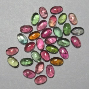 Multi Tourmaline Oval Gemstone Cabochon 31 Pieces Lot (3x5 mm) Natural Tourmaline Stone For Jewelry Making #4762