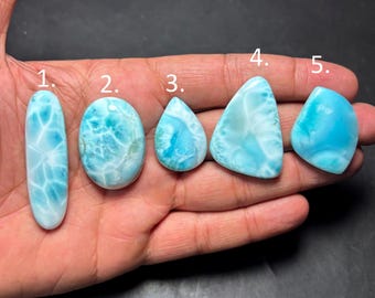 Natural Blue Larimar Gemstone Cabochon, Handmade Loose Stone