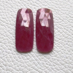 Natural Ruby, Ruby Pair, Ruby Rose Cut Faceted Pair,Flat Back Gemstone, Ruby Rose Cut Pair, Jewelry Making Matching Pair