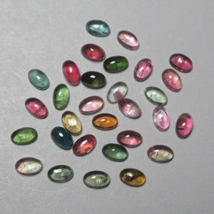 Multi Tourmaline Oval Cabochon Gemstone 30 Pieces Lot 3 x 5 mm Natural Tourmaline Stone Jewelry Making Cabochon Supply #4777