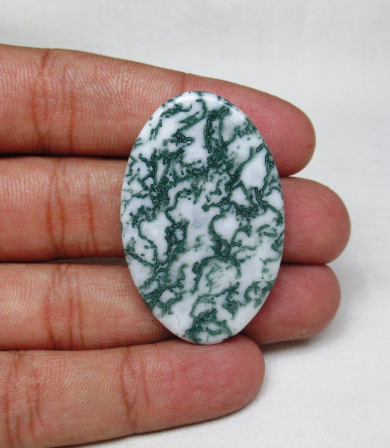 Tree Agate Cabochon Jewelry Making Gemstone Oval Flat Back Gemstone 29 x 44 x 5 mm Smooth Cabochon Loose Gemstone Pendant Cabochon #1553