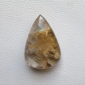 Pear Lodolite Garden Quartz Cabochon: Polished Gemstone Pendant (32x46x11 mm) #2210