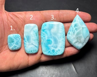 Natural Blue Larimar Gemstone Cabochon: Flat Back, Loose Stone