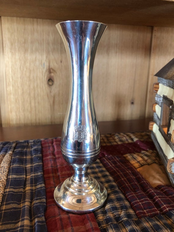 Vintage Pewter Bud Vase By Boardman New Jersey State Seal Etsy