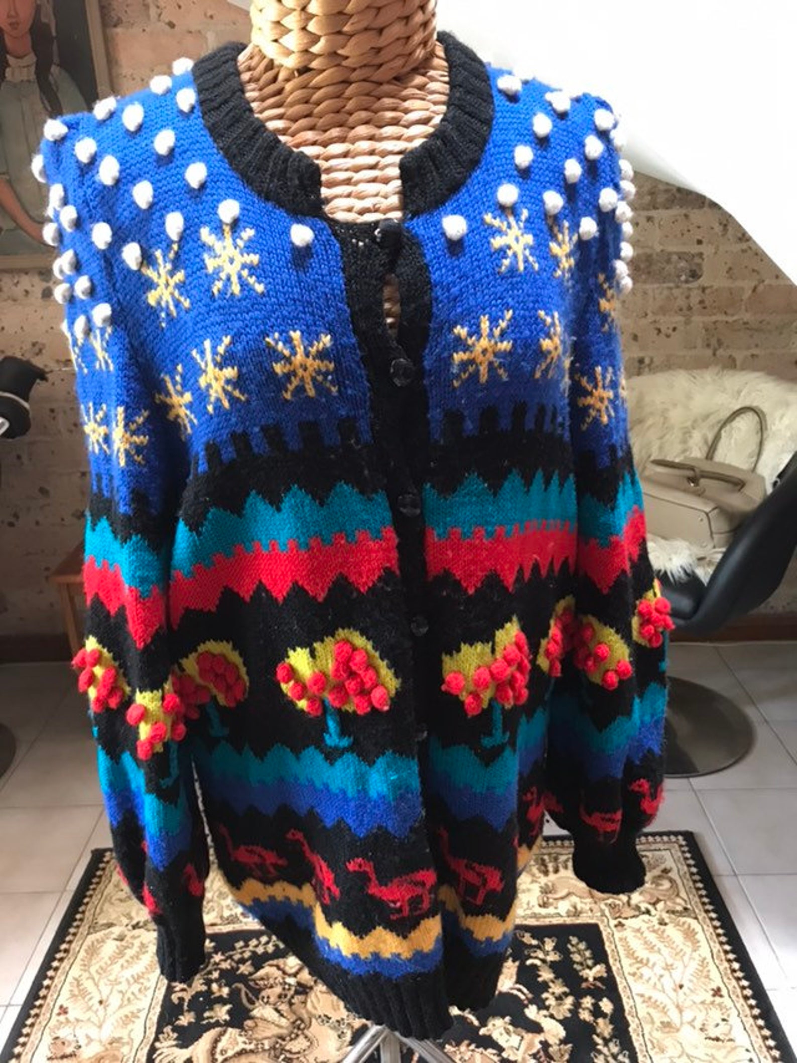 Large Pure Wool 1980's Australiana Emu hand knitted jumper | Etsy