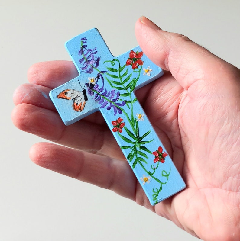 Small Handheld Crosses- Flower and Butterfly Designs - Etsy