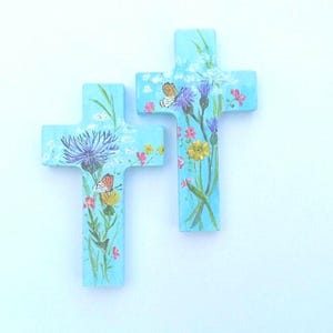 Freestanding Painted Crosses Flower Designs