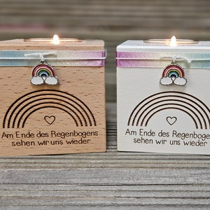 Personalisierbar - Erinnerungslicht - Kerze - Regenbogen