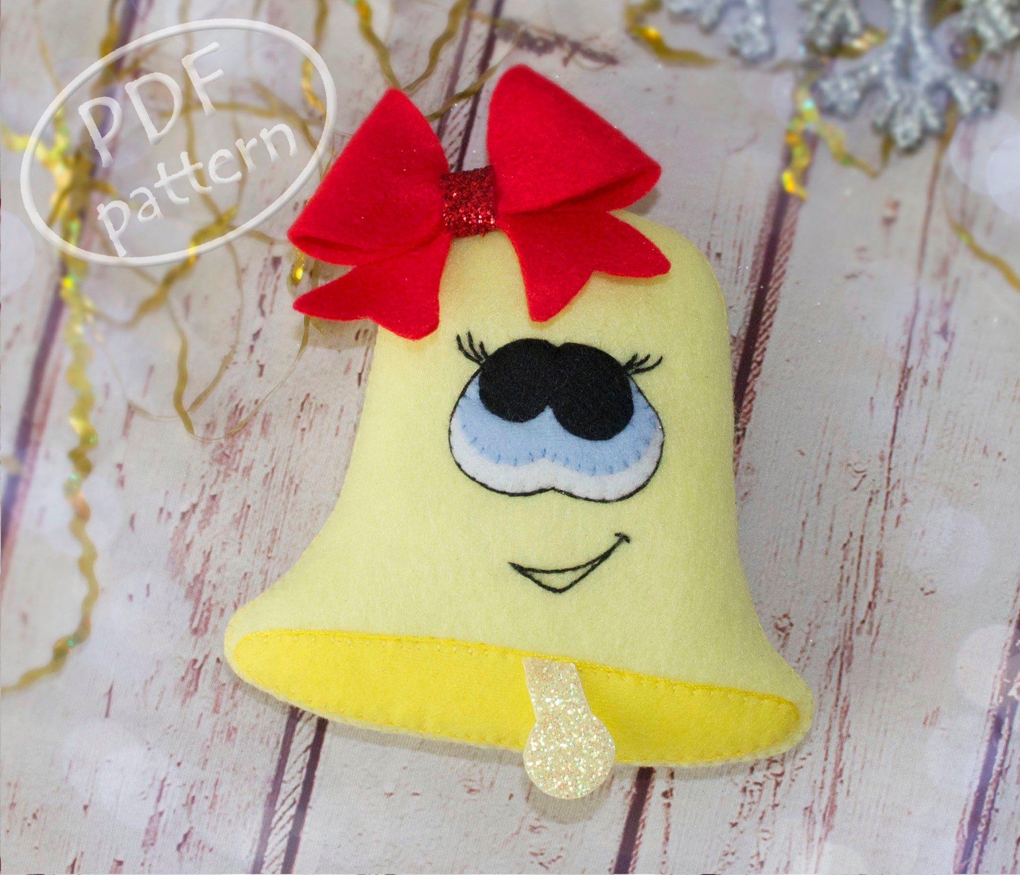 Felt Christmas bell ornament pattern PDF with sewing tutorial Etsy