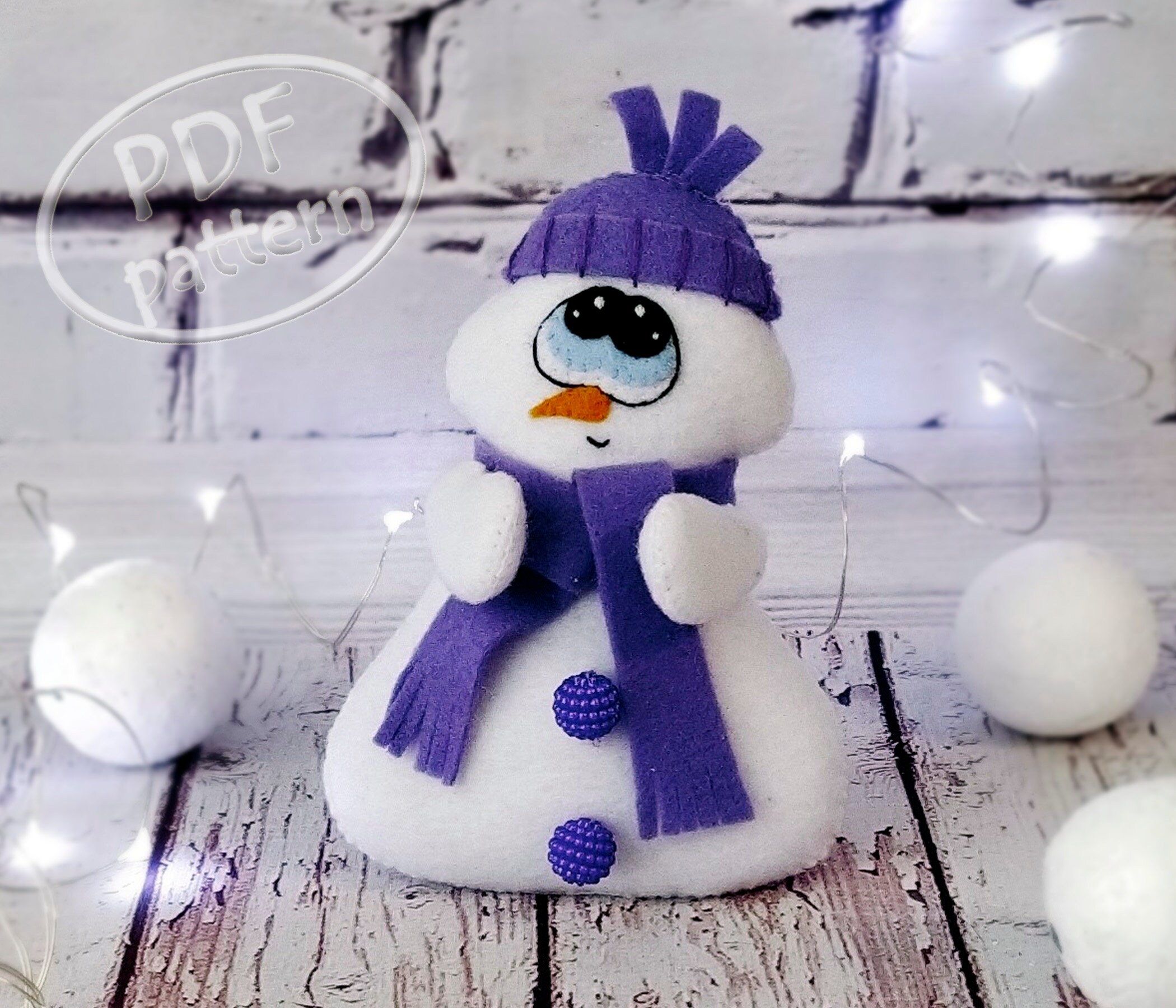Felt Snowman PDF Pattern Snowman Sewing Tutorial Felt Etsy