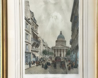 Antique French artwork: "Paris dans sa splendeur", dated 1861 - edwardian home decor, antique print, framed art, France, Paris painting wall