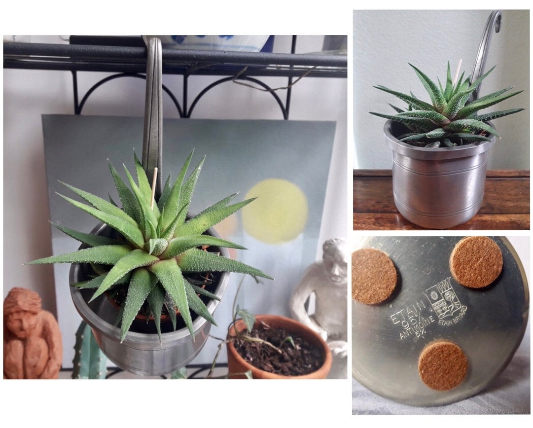 Pot Louche en Étain Vintage, Copie d'une à Vin ou Sauce Antique de Grande Cuisine, Bryard, France