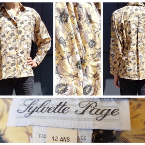 Pretty vintage floral shirt for young girl or petite. Brand Sylvette Page. Made in France. 80s. XS or 12-14 years (T34)