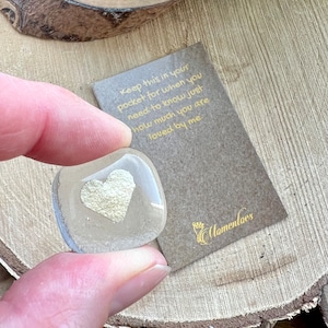 Heart of gold fused glass pocket hug, pocket charm,