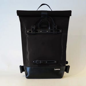 Upcycled Pannier Backpack made of tarpaulin black