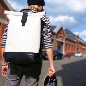 Upcycled Backpack Tarpaulin white