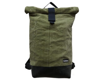 Roll backpack made of sea burlap in 3 sizes