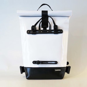 Upcycled Pannier Backpack made of tarpaulin white