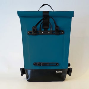 Upcycled Pannier Backpack made of tarpaulin Blue