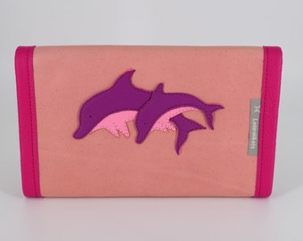 14+14 pencil case made of leather, unique leather items, schooling, pencil case, pencil case for wax painters, Waldorf, Waldorf pencil case, pencil case, dolphins