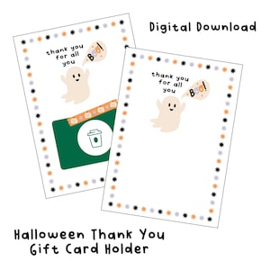 Téléchargement numérique | carte-cadeau de remerciement Halloween | Enseignant, garderie, appréciation d'un collègue, mignon porte-cartes cadeau