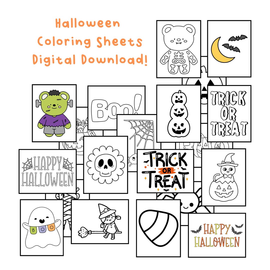 Halloween Coloring Pages - DIGITAL DOWNLOAD | 20 Fun & Easy Designs ...