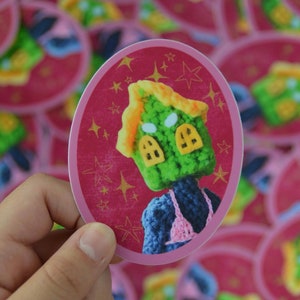 Crochet House Girl Vinyl Sticker