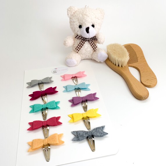 Hair bows for baby girl, wool felt hair clips, newborn and toddlers hair  clips, pastel color bows for girls, baby shower gift, new mom gift