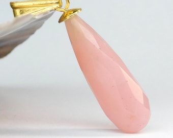 Pink Opal Pendant 925 Sterling Silver Gold Plated
