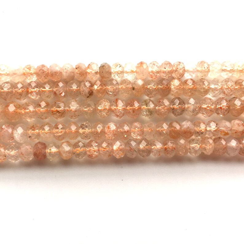 Sold By Strand Sunstone Faceted Beads 13 MC-4BGI43 Sunstone Beads 4 mm Natural Sunstone Rondelle Beads