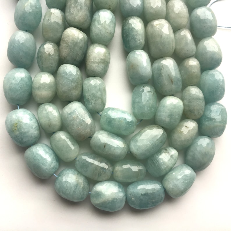 Natural Aquamarine Faceted Nuggets Genuines Semi-precious Gemstone Beads AA Grade 18x2516x22-25mm 15/'/'L