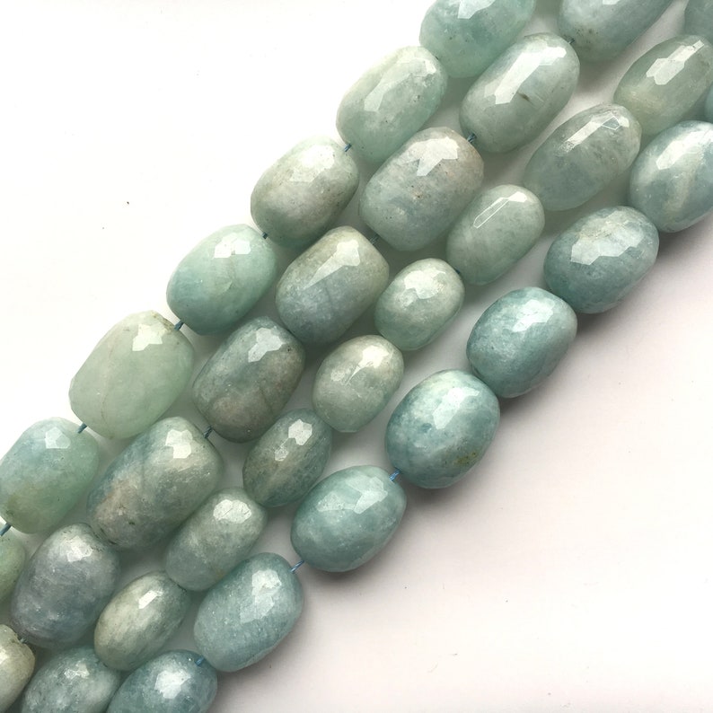 Natural Aquamarine Faceted Nuggets Genuines Semi-precious Gemstone Beads AA Grade 18x2516x22-25mm 15/'/'L
