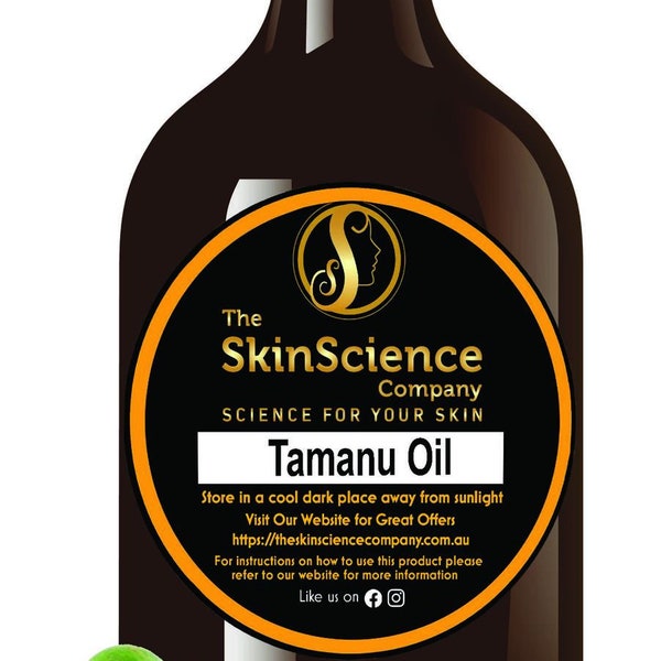 Tamanu Oil Pure Organic Cold Pressed Essential Oil for Skin, Face, Hair & Scalp