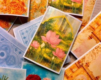 South Asian Watercolor Stickers: Vintage Lotus & Mandala Designs