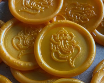 Orange Ganesh Wax Seals: Wedding Invitation Embellishments