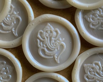 Translucent White Ganesh Wax Seals: Hindu Wedding Stickers