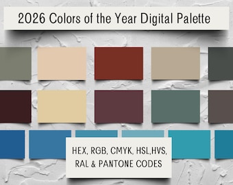 2026 Colors of the Year Palette | Printable Color Swatches with Hex, RGB, CMYK, Pantone